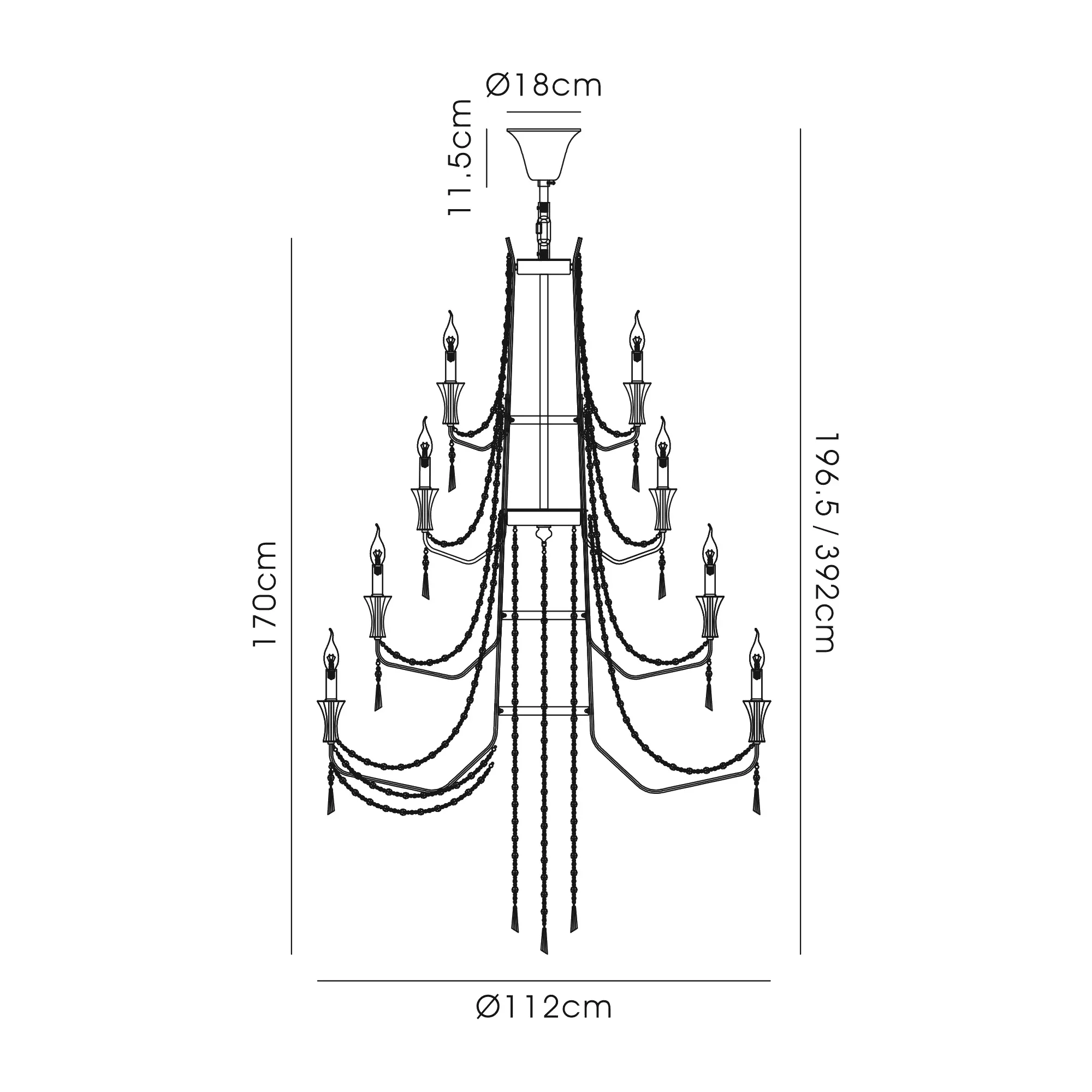 IL31761  Armand Pendant 12+6+3+3 Light (32.5kg) French Gold